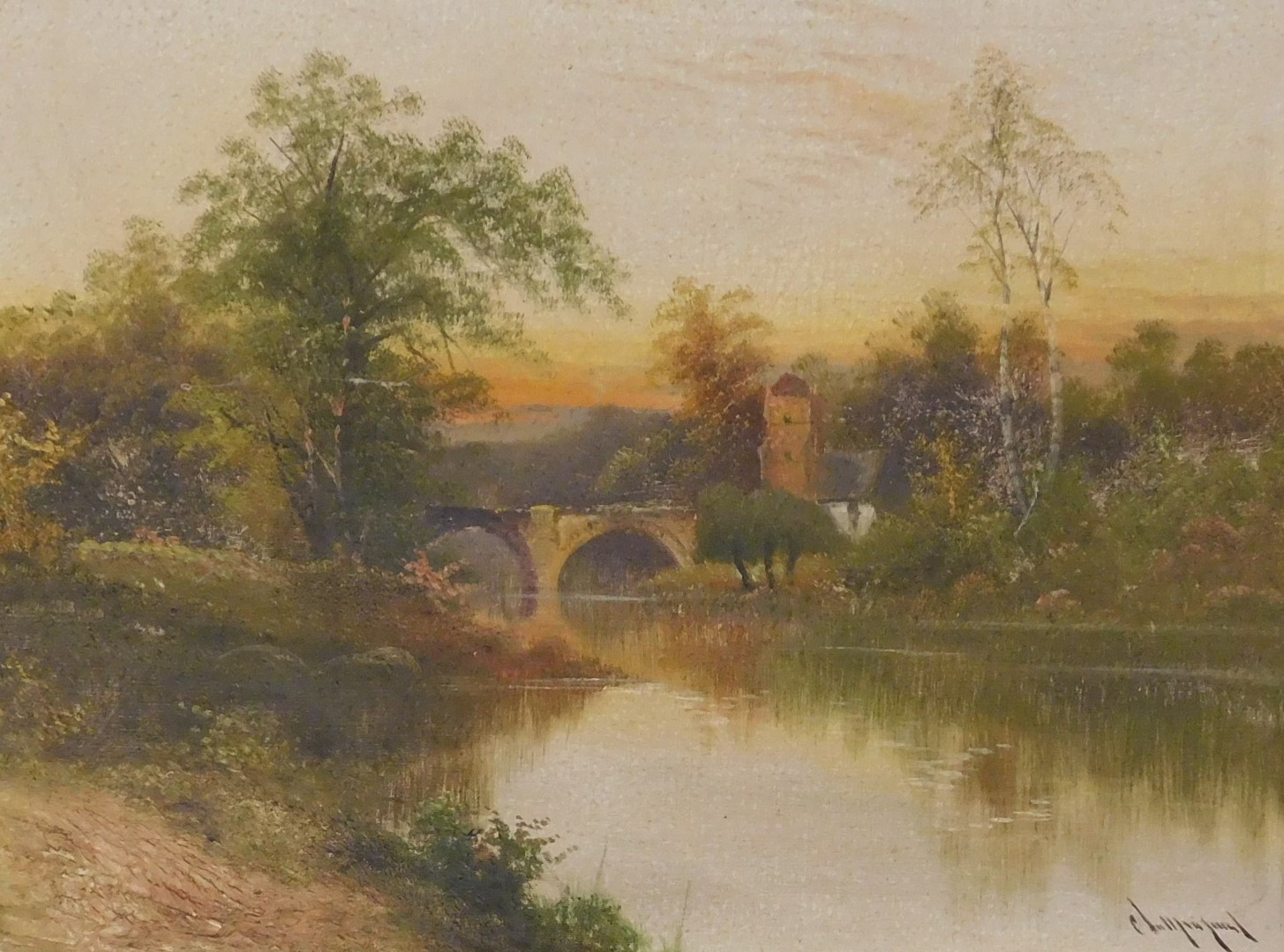 English School (19thC). Lake and river landscapes, pair of oils on canvas, signed indistinctly, 37cm - Image 2 of 5