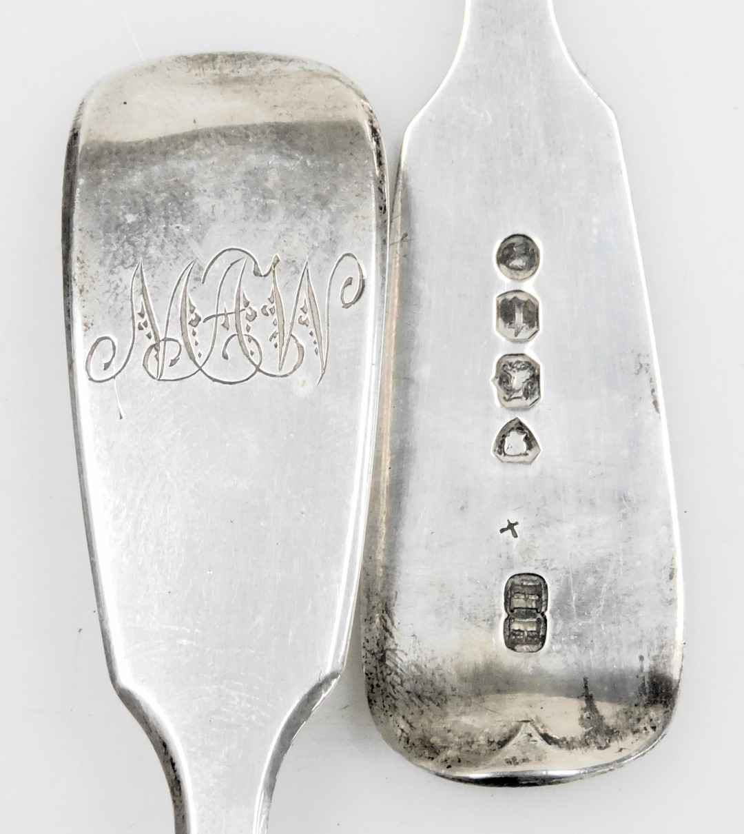 A set of six Victorian silver teaspoons, monogram engraved, Henry Holland, London 1874, 3.87oz. - Image 2 of 2