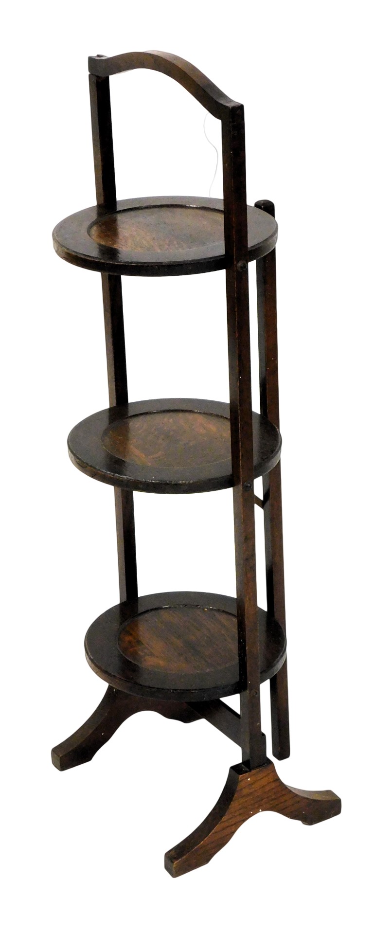 A 1930s oak folding cake stand.