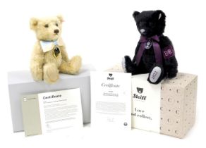 A Steiff Queen Elizabeth II memorial bear, number 6898, with certificate, and the Footprints in the