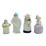 Four Royal Worcester porcelain candle snuffers, comprising Toddie, Hush, French Cook and The Nun.