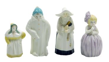 Four Royal Worcester porcelain candle snuffers, comprising Toddie, Hush, French Cook and The Nun.