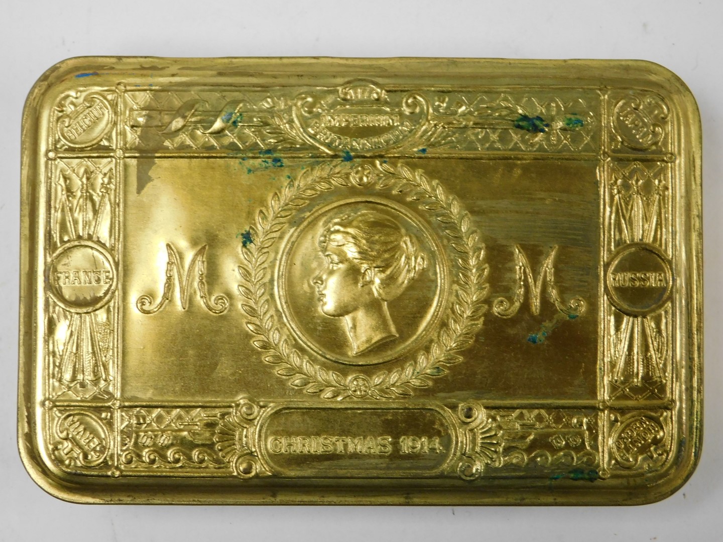 A WWI Princess Mary Christmas tin, with card and envelope, together with a 1914-15 star, named to Pt - Image 2 of 6