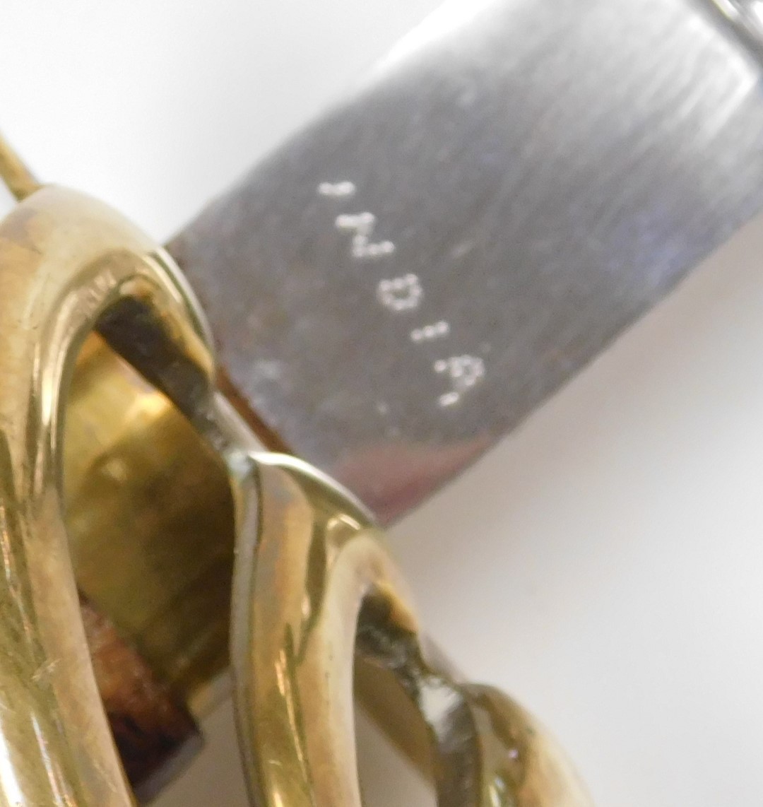 An Indian replica cavalry sabre, with a brass guard and wooden grip, wire bound, steel blade, with s - Image 3 of 4