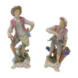 A 20thC Kammer Volkstedt porcelain figure of a gardener, raised on a rococo base, 20cm high, and a f