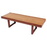 A 1960s Dalescraft teak coffee table, with a rectangular top, on plain supports, 35cm high, 122cm wi