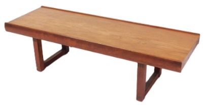 A 1960s Dalescraft teak coffee table, with a rectangular top, on plain supports, 35cm high, 122cm wi