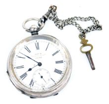 A Kay's "Perfection" lever gentleman's open faced pocket watch, key wind, circular enamel dial beari