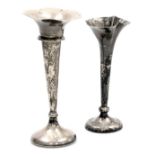 A George V loaded silver bud vase, Birmingham 1918, and a further loaded bud vase, hallmarks worn, 4