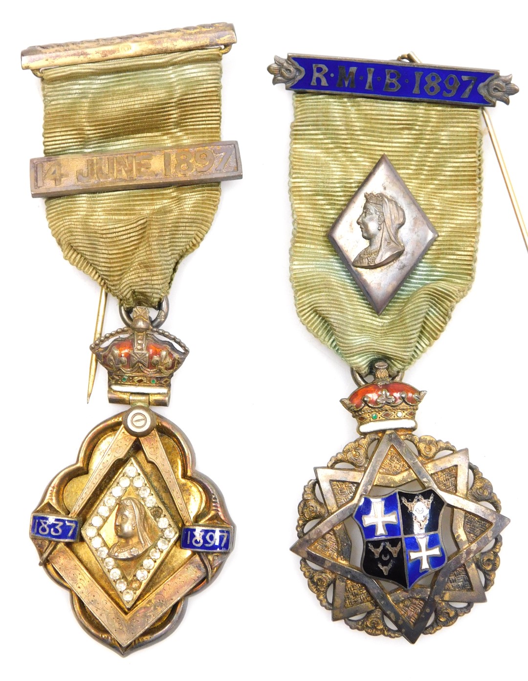 Two Victorian Masonic jewels, to commemorate the golden and diamond jubilees of Her Majesty Queen Vi - Image 4 of 5