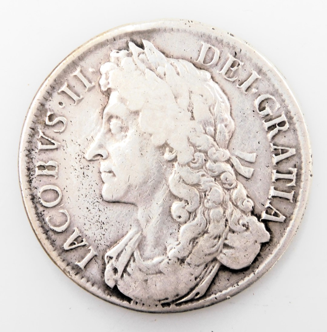 A James II silver crown 1686. - Image 2 of 2