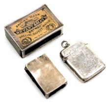 A Victorian silver vesta case, with engraved foliate decoration, shield reserve monogram engraved, C