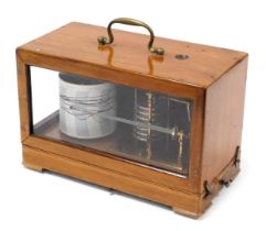 WITHDRAWN PRE-SALE. An early 20thC barograph, serial number M440/45/59, mahogany cased, 31cm wide.