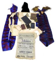 Victorian Masonic regalia including an apron, Installation Banquet Programme, books and a copy of th