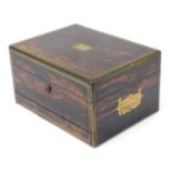 A Victorian coromandel and brass bound writing box, the lock plate stamped S Morden and Company, the
