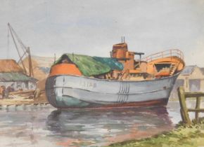 Harold Beardsall (British, 20thC). Sidewinder Trawler in Cockrans Yard, Goole, watercolour, signed,