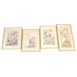G M Brough. Four still lifes of flowers, watercolours, signed, 35cm x 24cm.