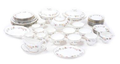 A Wedgwood porcelain Mirabelle pattern part dinner and tea service, comprising pair of vegetable tur