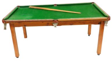 A Victor Sports pine framed half size snooker table, 84cm high x 187cm wide 98cm deep, together with