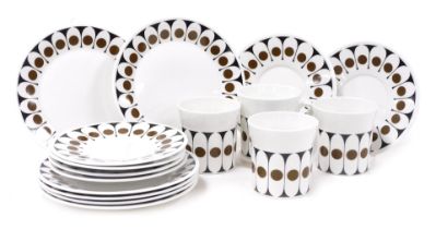 A vintage Hostess Tableware porcelain Black Velvet pattern part coffee service, designed by John Rus