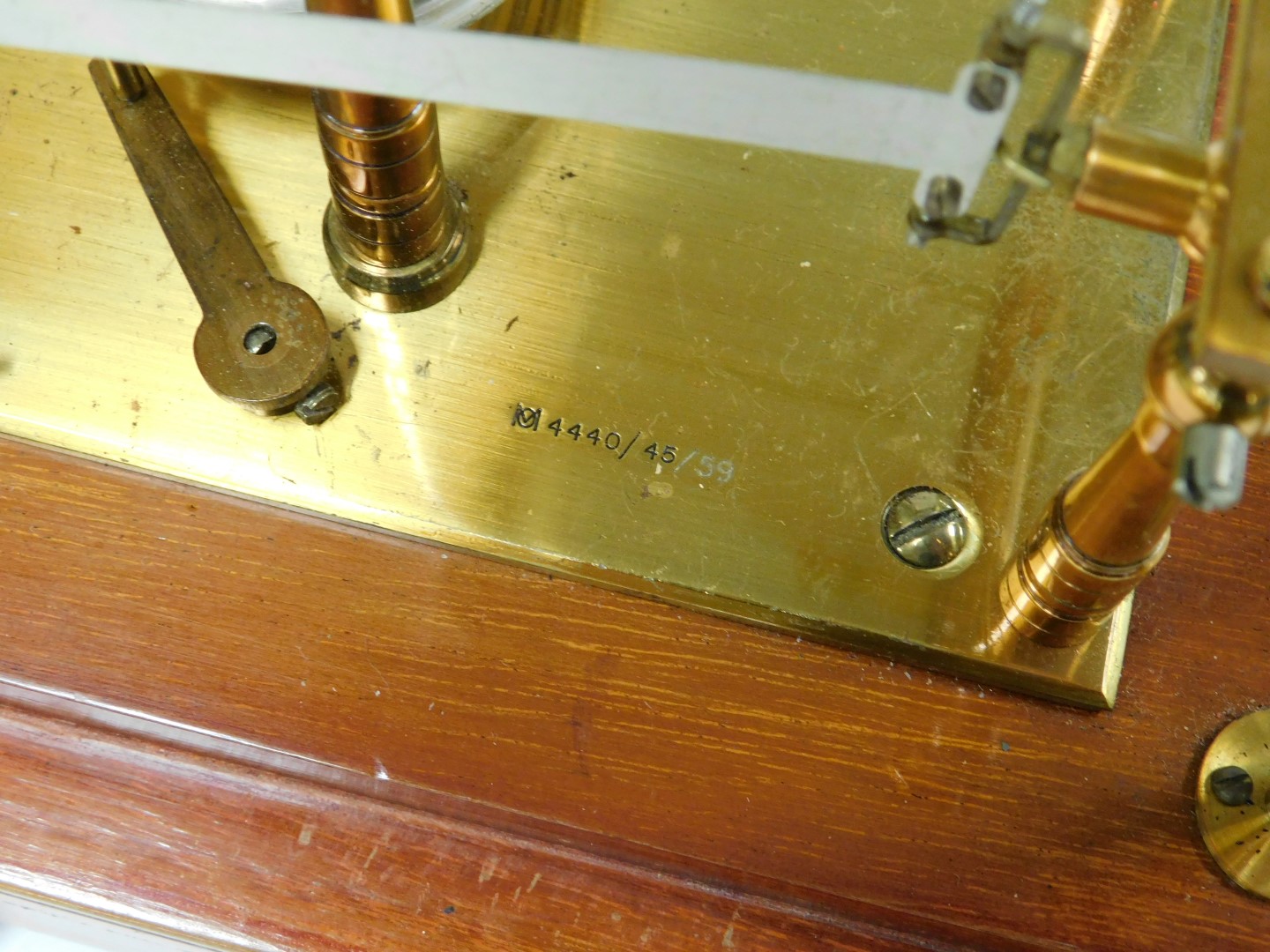 WITHDRAWN PRE-SALE. An early 20thC barograph, serial number M440/45/59, mahogany cased, 31cm wide. - Image 3 of 4