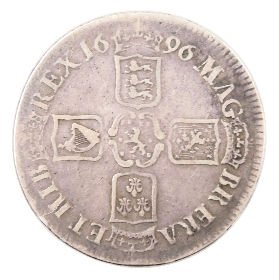 A William III silver crown 1696.