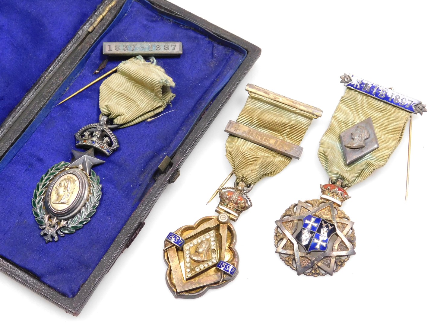Two Victorian Masonic jewels, to commemorate the golden and diamond jubilees of Her Majesty Queen Vi