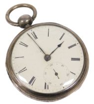 A William IV silver gentleman's pocket watch, open faced, key wind, circular enamel dial bearing Rom