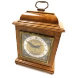 A mid century Elliott walnut cased mantel clock for Pearce and Sons Ltd, Leicester, rectangular bras