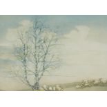 Alice Barnwell (British, 1910-1980). The Wolds, coloured artist proof etching, signed and titled in