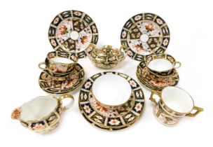 A Royal Crown Derby Imari porcelain part tea service, pattern number 2451, various dates, printed ma