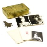 A WWI Princess Mary Christmas tin, with card and envelope, together with a 1914-15 star, named to Pt