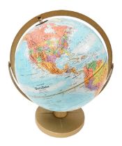 A Replogle World Nations Series terrestrial globe, on a gilded metal stand, 43cm high.