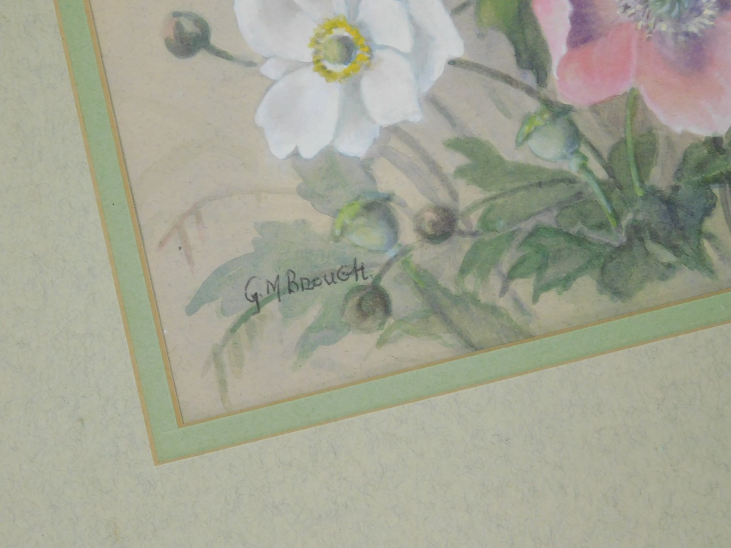 G M Brough. Four still lifes of flowers, watercolours, signed, 35cm x 24cm. - Image 5 of 9