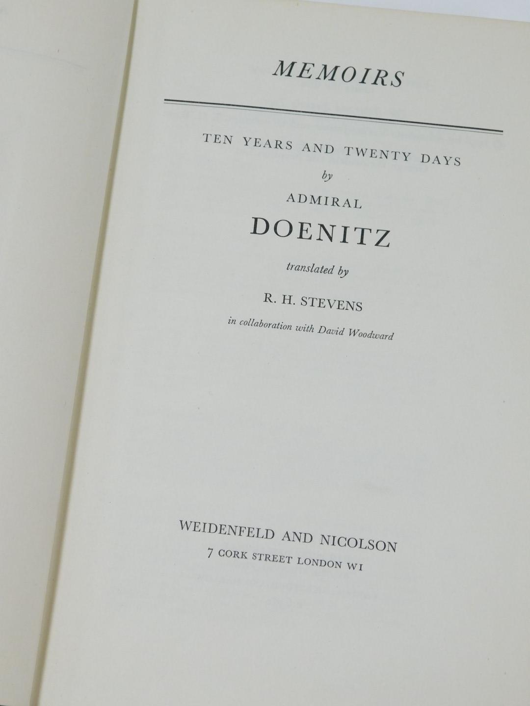 Doenitz (Admiral Karl). Memoirs, Ten Years and Twenty Days, translated by R H Stevens, autographed c - Image 3 of 4
