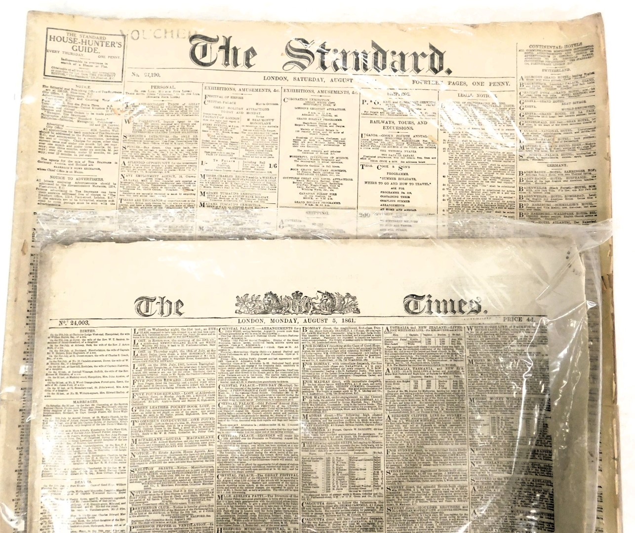 Georgian and later newspapers, comprising The Edinburgh Evening Courant, Wednesday August 5 1761, Th - Image 2 of 3