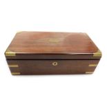 A Victorian mahogany and brass bound writing slope, the lid escutcheon named to I C Forsyth, opening