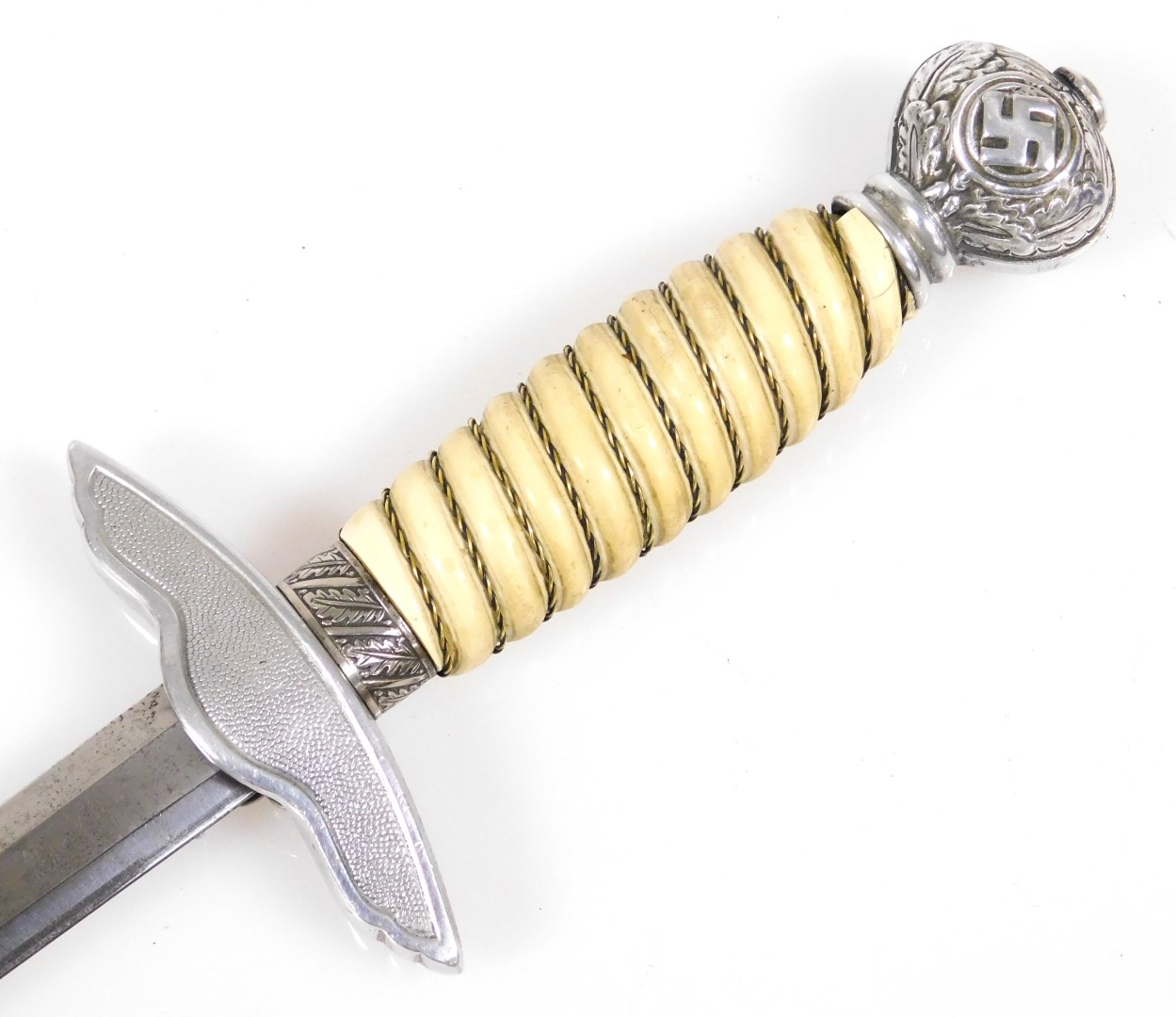 A replica Luftwaffe dagger, 43cm long, together with a pair of dagger hangers, stamped DRGM. - Image 3 of 5