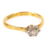 A 22ct gold and diamond solitaire ring, claw set, approximately 0.4ct, size I, 1.9g.