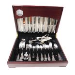 A mixed canteen of silver plated and stainless steel cutlery, Kings and other patterns, cased.