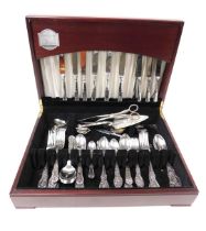A mixed canteen of silver plated and stainless steel cutlery, Kings and other patterns, cased.