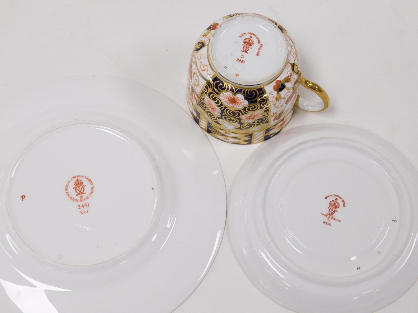A Royal Crown Derby Imari porcelain trio, pattern number 2451, printed marks, comprising cup, saucer - Image 4 of 4