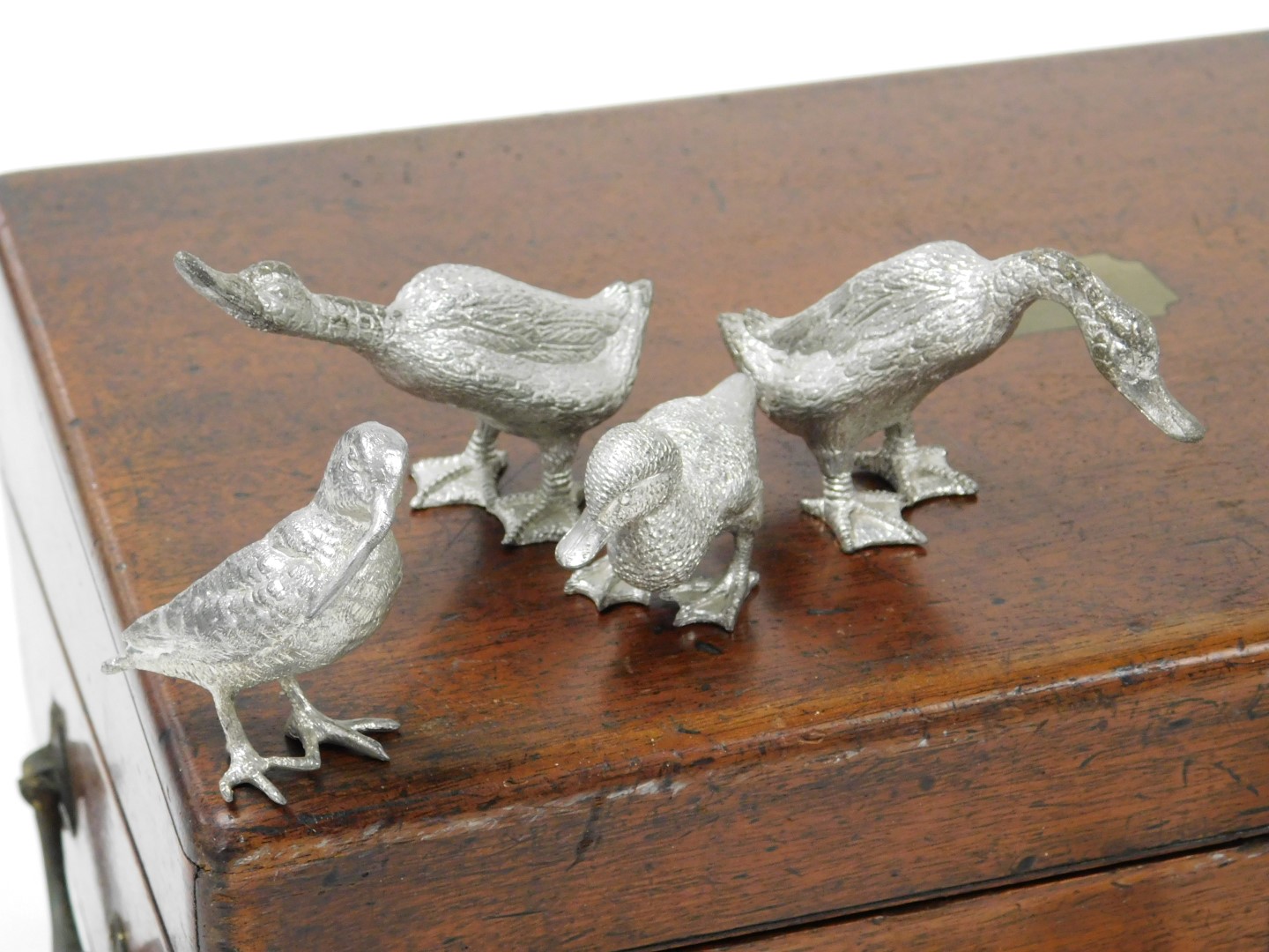 A group of silver plated figures, of animals, birds and a frog, including fox, hare, cow, stage, owl - Image 4 of 6