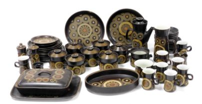 A Denby pottery Arabesque pattern part dinner and coffee service, including a tureen and cover, oval