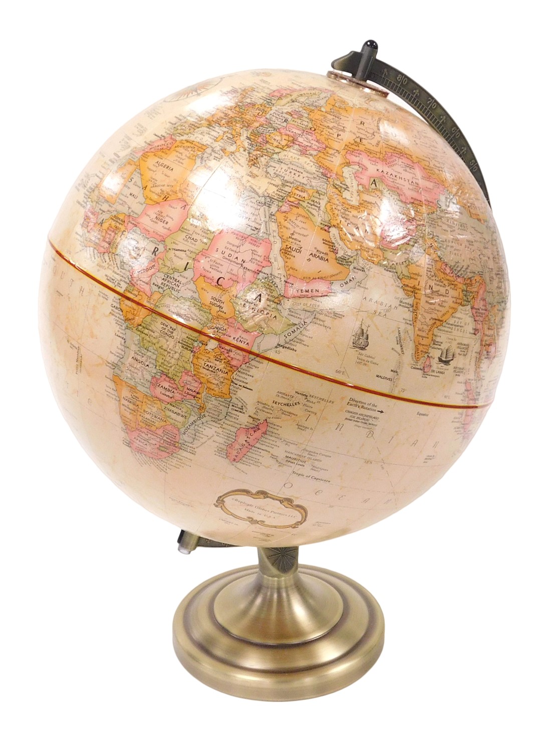 A Replogle 12 inch diameter globe, World Classic series, with QRbox instructions.