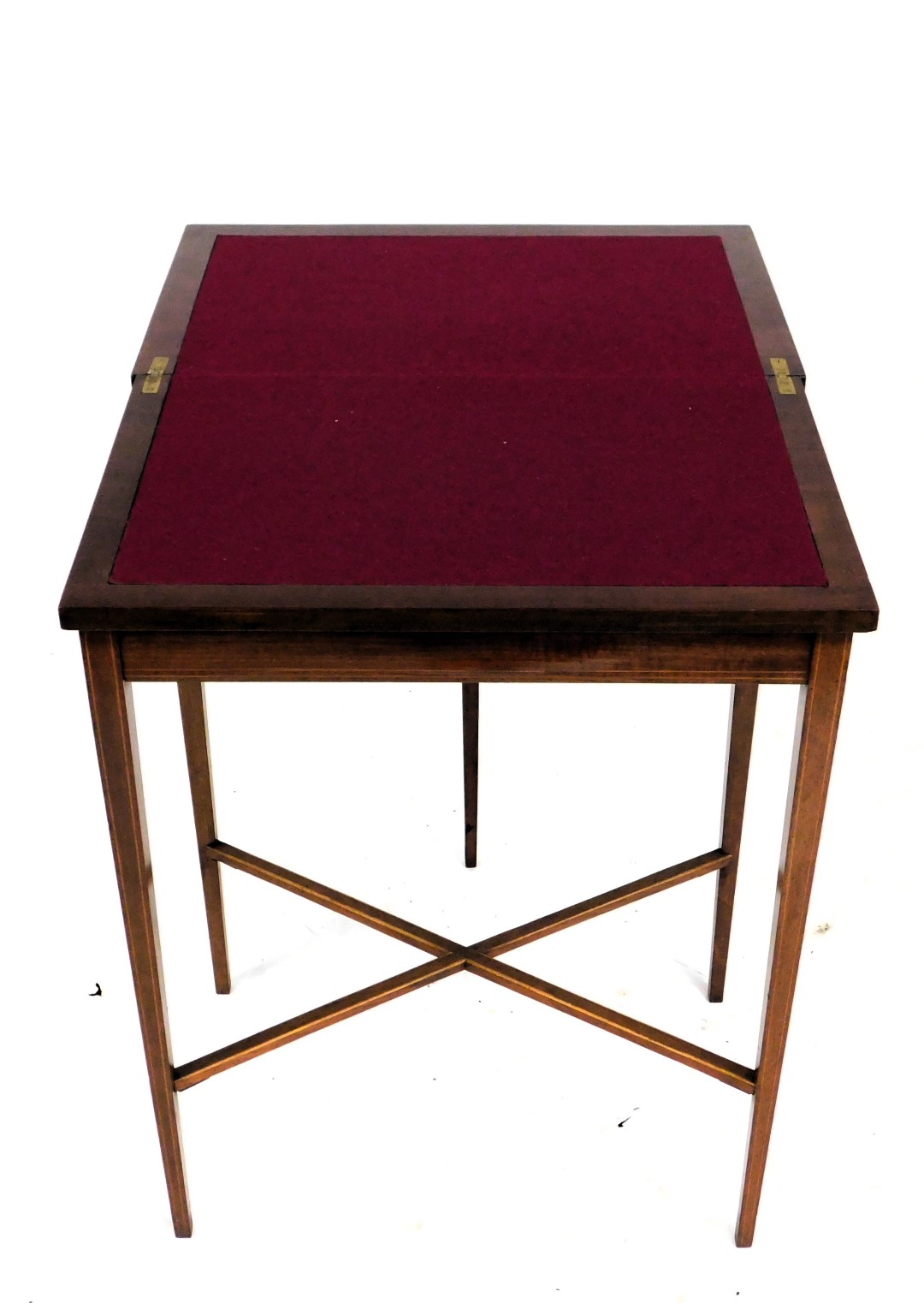 An Edwardian mahogany and marquetry card table, the rectangular boxwood and ebony strung cross bande - Image 3 of 3