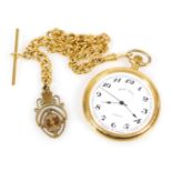 A Mount Royal gentleman's gold plate pocket watch, circular enamel dial bearing Arabic numerals, cen