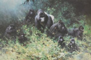 David Shepherd OBE, FRSA (British, 1931-2017). The Mountain Gorillas of Rwanda, limited edition prin