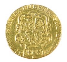 A George II gold guinea 1781, the obverse with laureate head, reversed with crowned shield of arms,