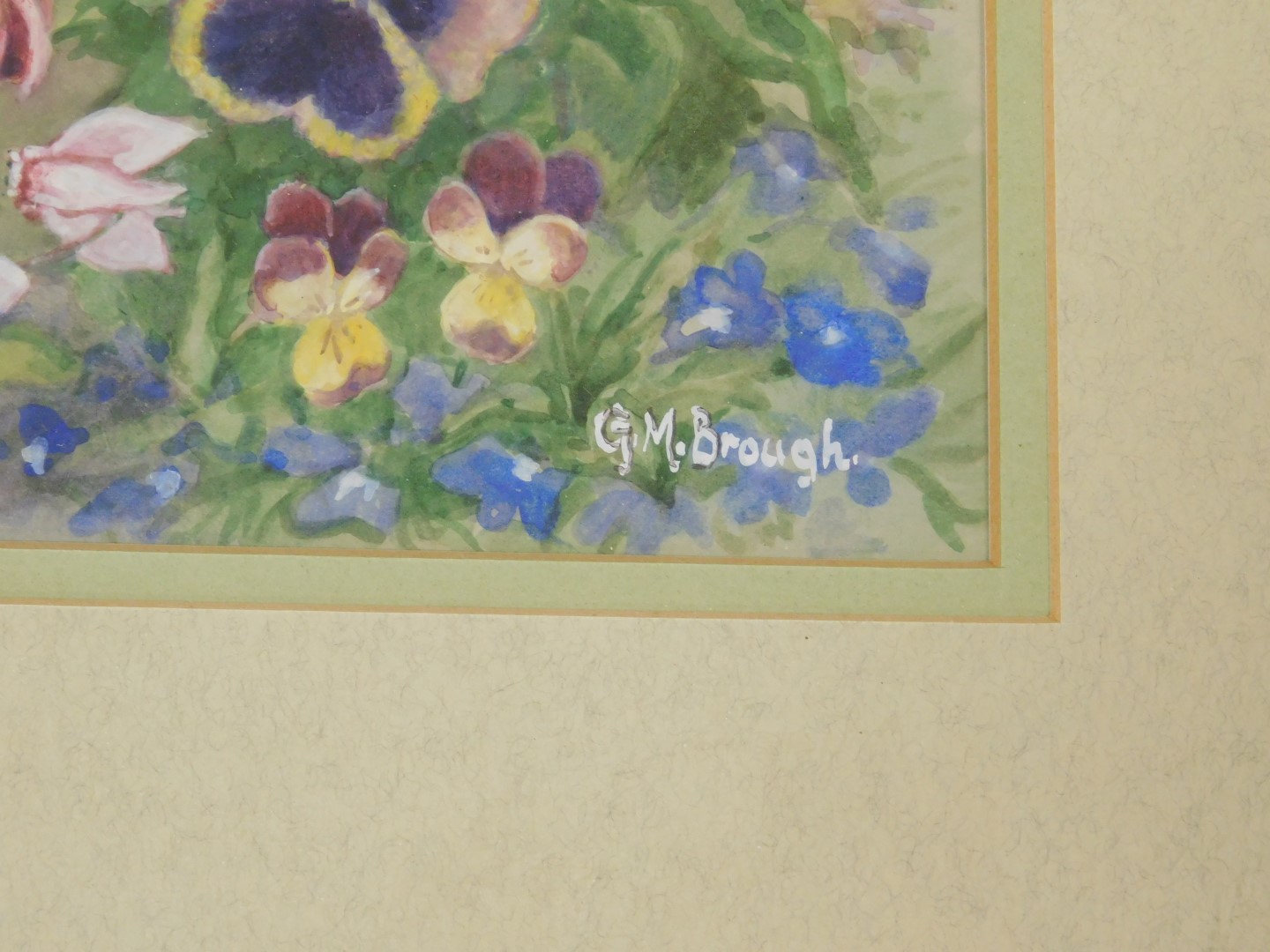 G M Brough. Four still lifes of flowers, watercolours, signed, 35cm x 24cm. - Image 3 of 9